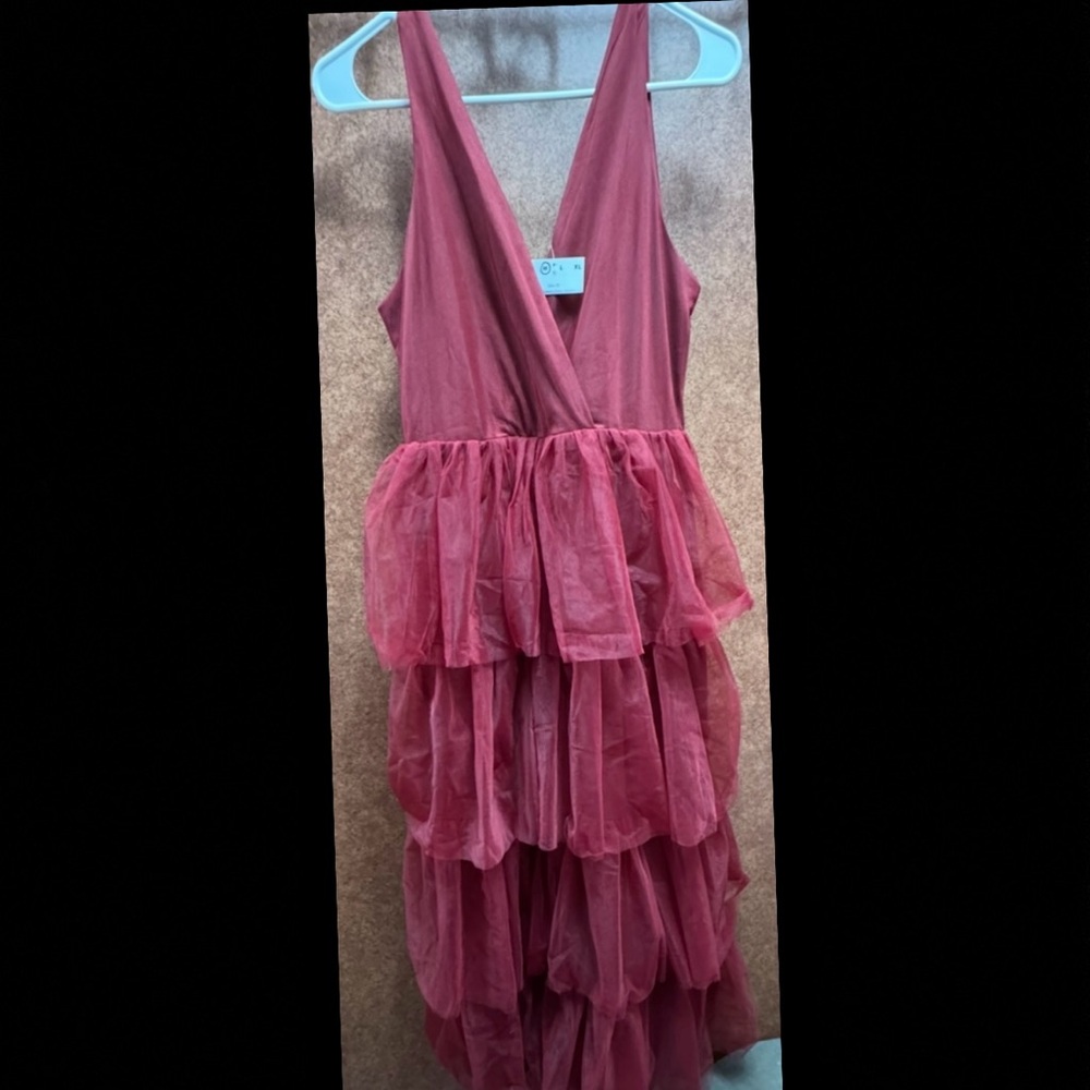 TCEC Elegant Maroon Layered Dress